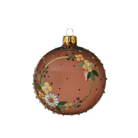 Brown Transparent with Floral Wreath Bauble