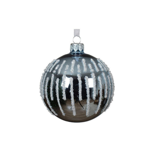 Blue Ice Glitter Line Round Bauble
