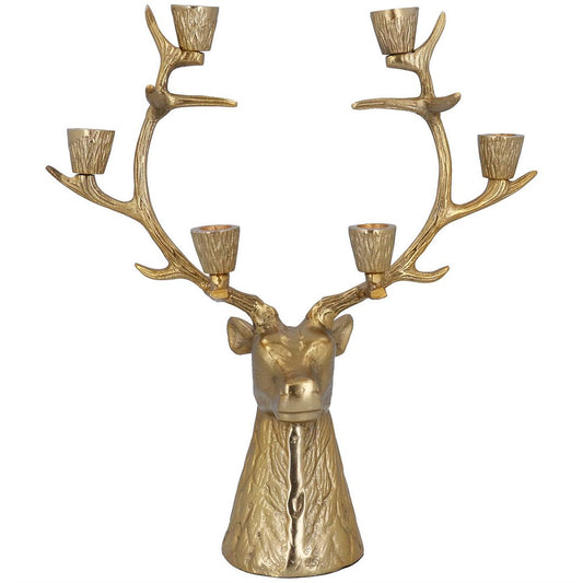 Gold Stag Head Resin Candelabra 35cm