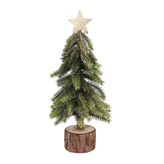 Glitter Bristle Tree on Log with Star Sml