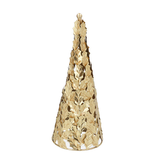 Gold Holly Leaves Metal Tree 37cm