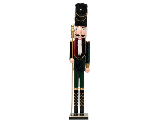 Green Velvet with Glitter Spots Nutcracker Holding Sceptre 89cm