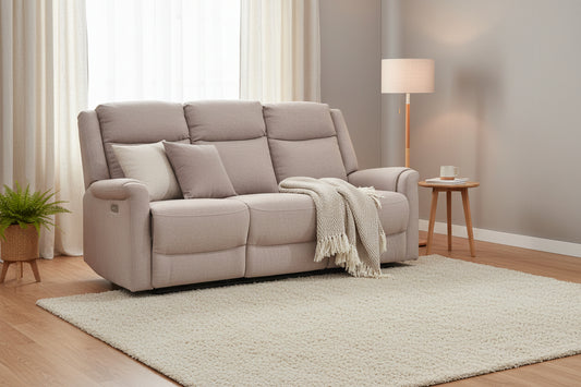 Lexus 3 Seater Power Recliner Taupe
