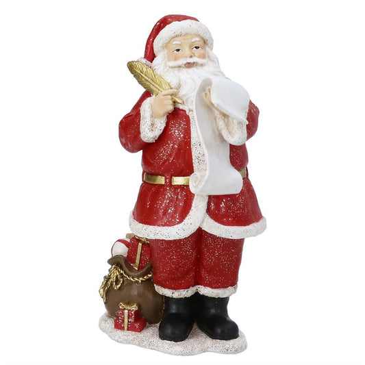 Santa with List Resin Ornament