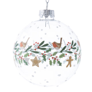 Transparent Holly Wreath Garland Glass Bauble