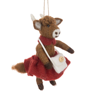 Felt Mrs Highland Cow Tree Decoration