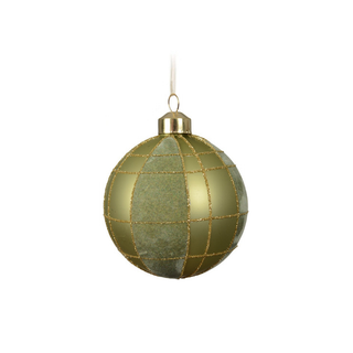 Pistachio Checked with Flocked Stripes Bauble