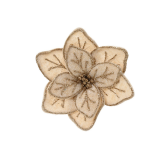 Cream Christmas Flower on Clip