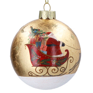 Gold Foil Nostalgia Sleigh Glass Bauble