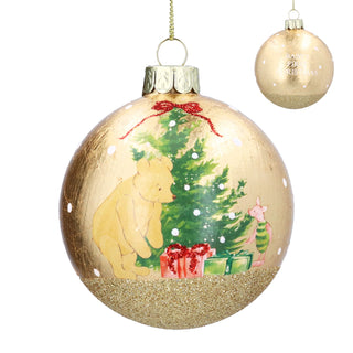 Gold Winnie-The-Pooh Glass Bauble