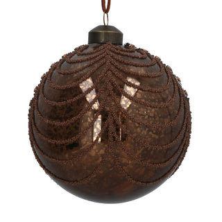 Antique Mirror with Beaded Swags Glass Bauble Chocolate 10cm