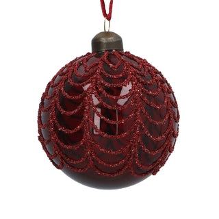 Mirror Burgandy wuth Bead Swags Glass Bauble 8cm