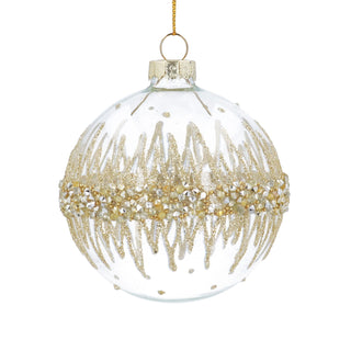 Transparent Beaded Band Glass Bauble