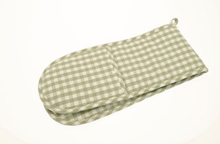 Gingham Double Oven Glove Pale Olive