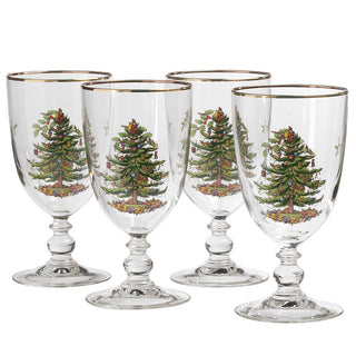 Christmas Tree Pedestal Goblet S/4