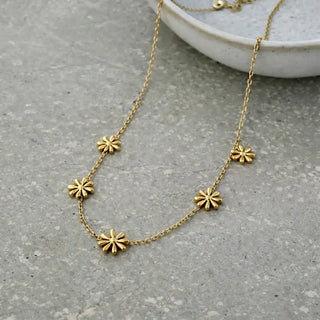 Tarnish Resistant Five Flower Necklace