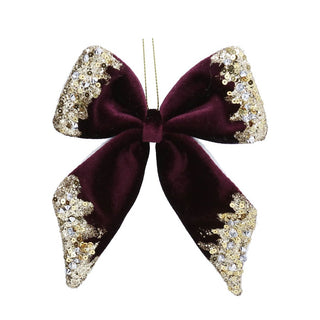 Purple Bow with Gold Trim Velvet Hanging Decoration