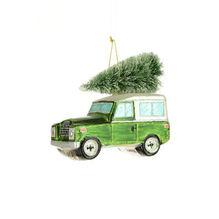 Glass Land Rover with Tree Hanging Decoration