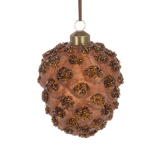 Glass Brown Pinecone 9cm