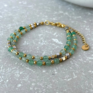 Tarnish Resistant Green Double Layer Beaded Bracelet