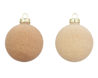 Natural Flock Glass Bauble 8cm Mix Set/6