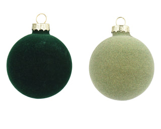 Green Flock Glass Bauble 10cm Mix Set/4