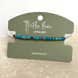 Tarnish Resistant Blue Line Jasper Gemstone Pull Cord Bracelet