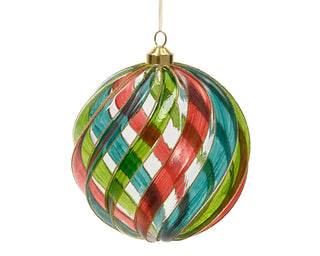 Transparent Swirl Painted Lines Bauble 15cn