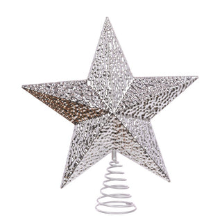 Metallic Silver Star Tree Topper 29cm