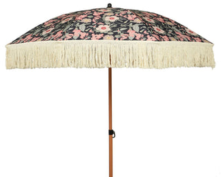 Floral Print Parasol with Fringes