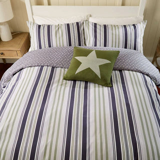 Beach House Stripe Super King Cover Set Green/Slate