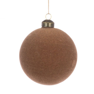 Glass Velvet Beige Bauble 10cm
