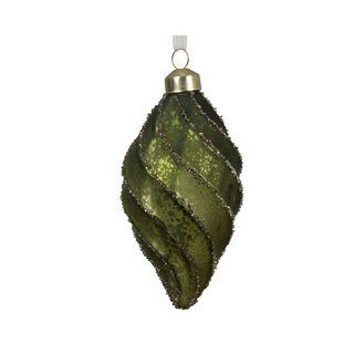 Matt Green Glitter Swirl Lines Finial