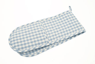 Gingham Double Oven Glove Blue