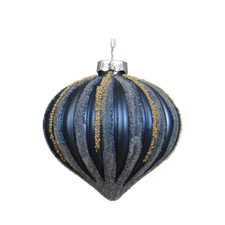Navy Frosted Glitter & Gold Beads Lined Onion