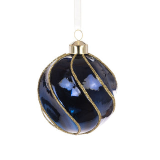 Glass Catalina Blue Bauble 8cm