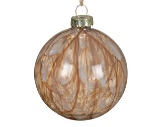 Pecan Brown Marbled Glass Bauble