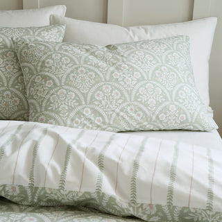 Scallop Floral Green Double Duvet Cover Set