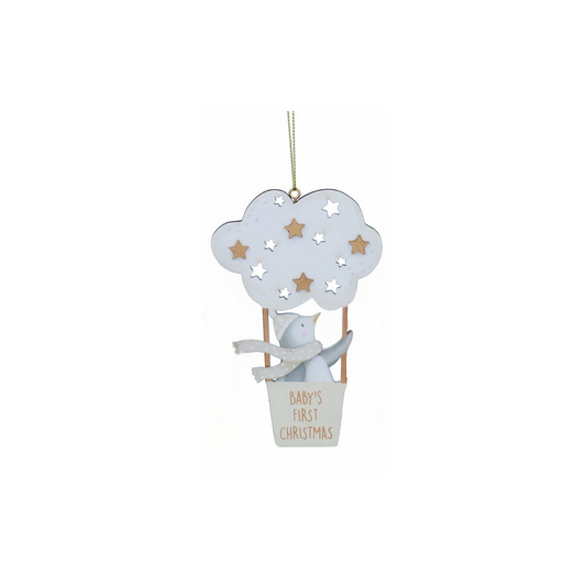 Baby's First Christnas Cream Penguin in Cloud Tree Decoration
