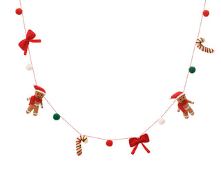 Gingerbead Man & Candy Canes Wool Garland