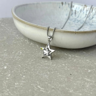 Tarnish Resistant Star Zirconia Silver Necklace