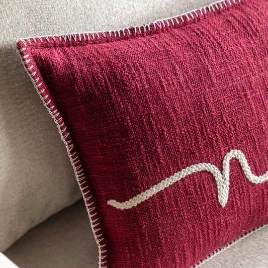 Heritage Noel Embroidered Cshion Merlot