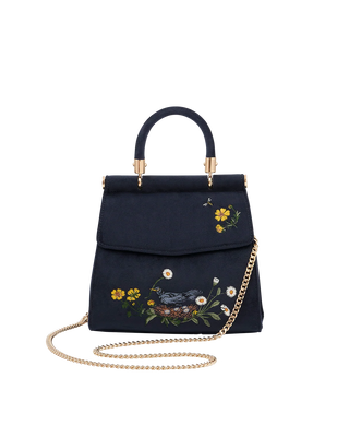 Blackbird Navy Mini Velvet Tote