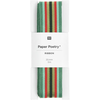 Multi Stripe Ribbon Green/Red/Gold