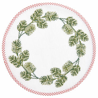 Round Placemat with Pine Branches Embroidery Kit 2 Pieces