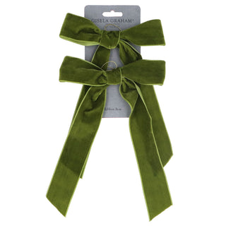 Green Velvet Bows Dec, Pack/2