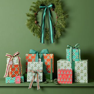 Multi Stripe Ribbon Green/Red/Gold