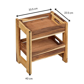 Medium Display Rack with 2 Plain Crates in Natural Acacia