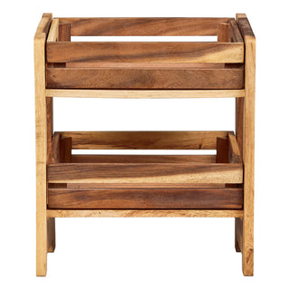 Medium Display Rack with 2 Plain Crates in Natural Acacia