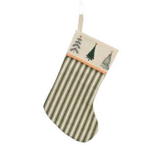Green Stripe with Trees Turn Over Stocking